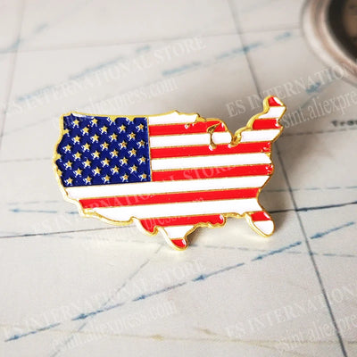 USA National Flag Metal Lapel Pin American Sandblasted Backside Accessories map brooch suit badge Patriotic personality decor