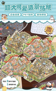 DIY Plus Size Treasure Box World Landscape Sticker 3D Pocket Cabin Scene Stickers Gift for Kid Child