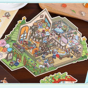 DIY Plus Size Treasure Box World Landscape Sticker 3D Pocket Cabin Scene Stickers Gift for Kid Child
