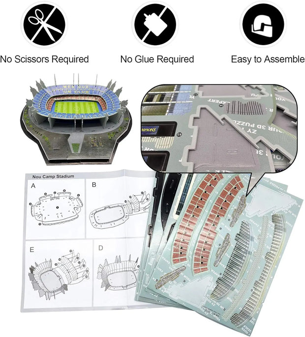 Large Sports Soccer Toys 3D Building Model World Cup Football Stadiums Puzzle Model Kit DIY Toy for Adult Kids Real Madrid Fan