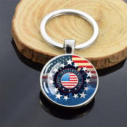 USA Independence Day Keychains United States Flag Statue of Liberty July Fourth Jewelry Two Sides Glass Ball Pendant Key Chains