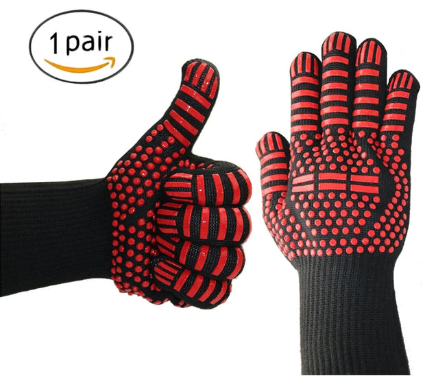 BBQ Gloves High Temperature Resistance Oven Mitts 500 800 Degrees Fireproof Barbecue Heat Insulation Microwave Oven Gloves