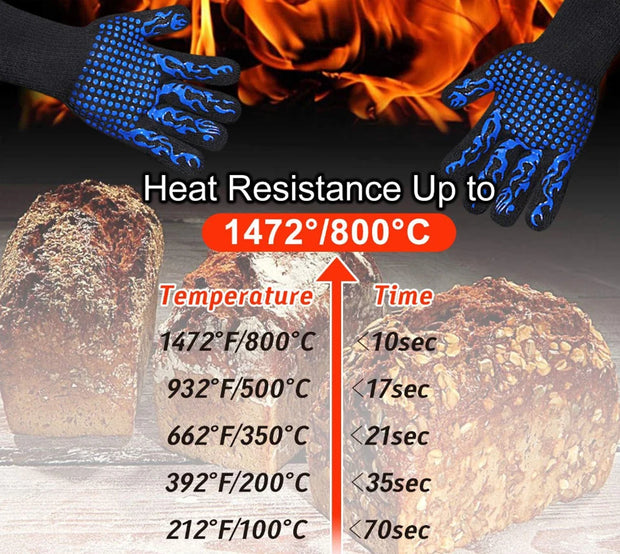 BBQ Gloves High Temperature Resistance Oven Mitts 500 800 Degrees Fireproof Barbecue Heat Insulation Microwave Oven Gloves