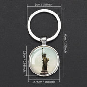 USA Independence Day Keychains United States Flag Statue of Liberty July Fourth Jewelry Two Sides Glass Ball Pendant Key Chains