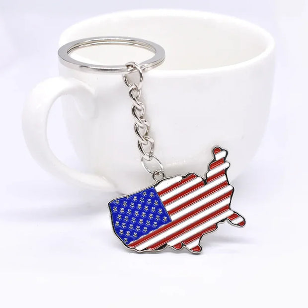 American Flag Independence Day Keychain KeyRing Women Man Accessories Jewelry Bag Pendant Family Gift