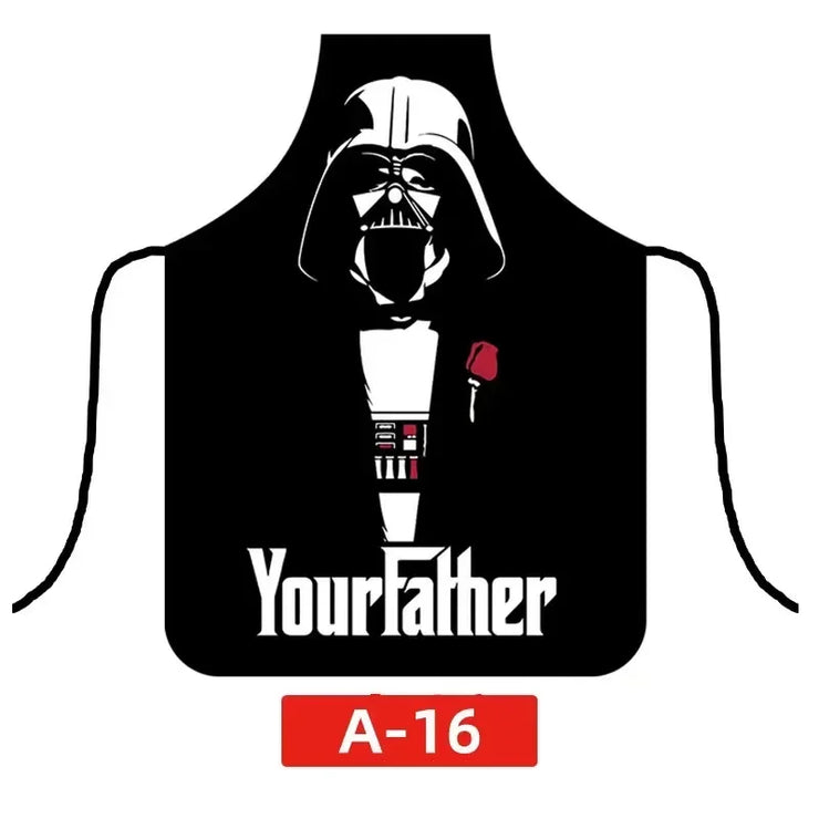Star Wars Darth Vader Cartoon Digital Printing Women Men Kitchen Cooking Anti-Fouling Waterproof Apron