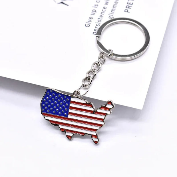 American Flag Independence Day Keychain KeyRing Women Man Accessories Jewelry Bag Pendant Family Gift
