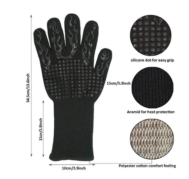 BBQ Gloves High Temperature Resistance Oven Mitts 500 800 Degrees Fireproof Barbecue Heat Insulation Microwave Oven Gloves