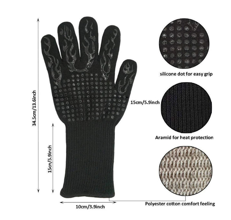 BBQ Gloves High Temperature Resistance Oven Mitts 500 800 Degrees Fireproof Barbecue Heat Insulation Microwave Oven Gloves