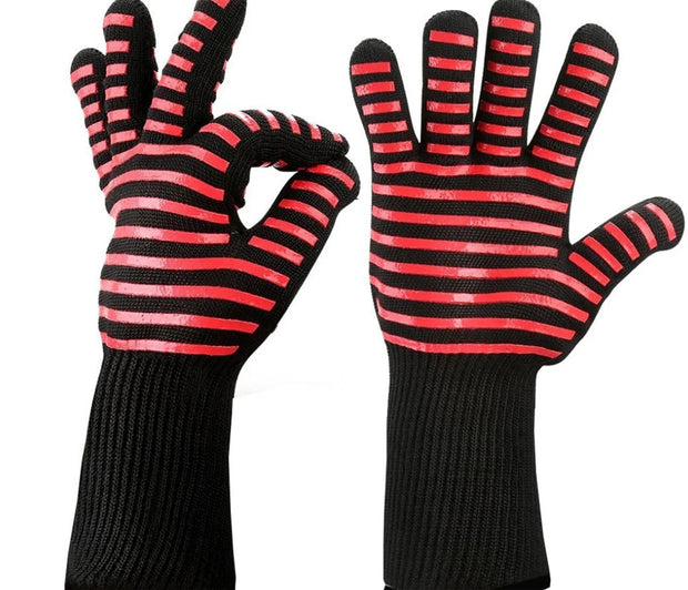 BBQ Gloves High Temperature Resistance Oven Mitts 500 800 Degrees Fireproof Barbecue Heat Insulation Microwave Oven Gloves