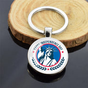 USA Independence Day Keychains United States Flag Statue of Liberty July Fourth Jewelry Two Sides Glass Ball Pendant Key Chains
