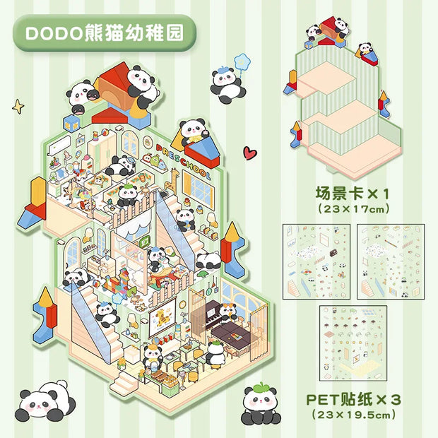 DIY Plus Size Treasure Box World Landscape Sticker 3D Pocket Cabin Scene Stickers Gift for Kid Child