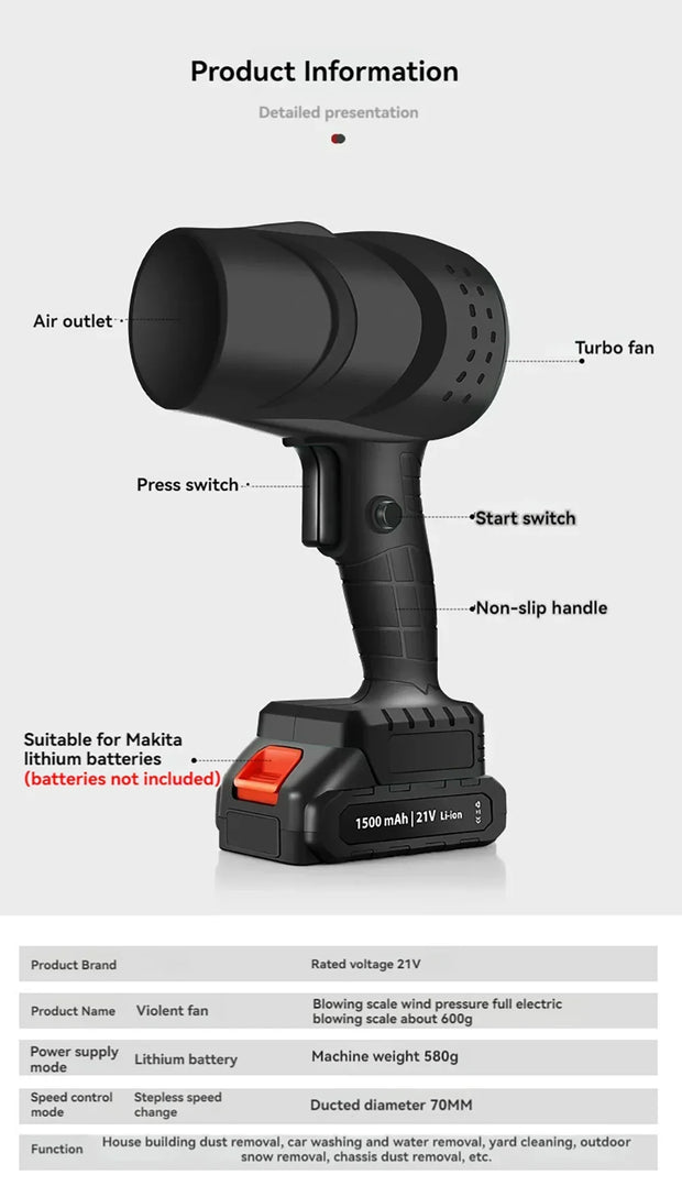 Mini Turbo Jet Fan Wireless Blower Super Powerful Stepless Speed Turbojet Rechargeable Air Blower Air Pressure Violent Fan