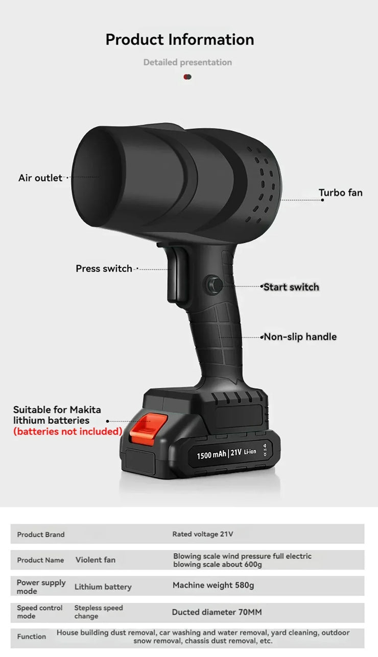 Mini Turbo Jet Fan Wireless Blower Super Powerful Stepless Speed Turbojet Rechargeable Air Blower Air Pressure Violent Fan