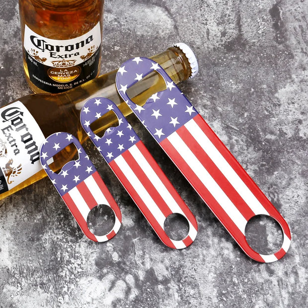 USA Flag Bottle Opener, Heavy Duty Stainless Steel Beer Opener, Souvenir Gift