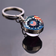 USA Independence Day Keychains United States Flag Statue of Liberty July Fourth Jewelry Two Sides Glass Ball Pendant Key Chains