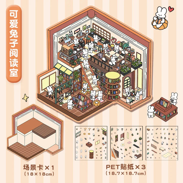 DIY Plus Size Treasure Box World Landscape Sticker 3D Pocket Cabin Scene Stickers Gift for Kid Child