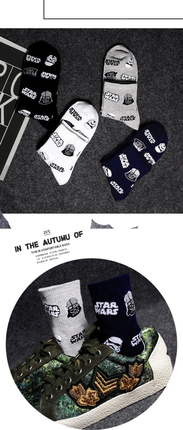 Star Wars Crew Socks by Hasbro | Cotton Mid-Tube Socks for Men & Women