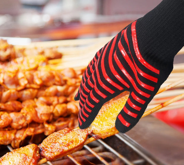 BBQ Gloves High Temperature Resistance Oven Mitts 500 800 Degrees Fireproof Barbecue Heat Insulation Microwave Oven Gloves
