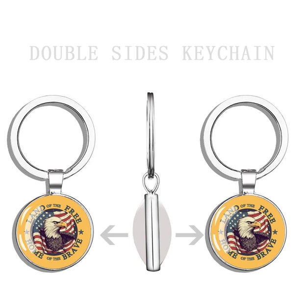 USA Independence Day Keychains United States Flag Statue of Liberty July Fourth Jewelry Two Sides Glass Ball Pendant Key Chains
