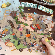 DIY Plus Size Treasure Box World Landscape Sticker 3D Pocket Cabin Scene Stickers Gift for Kid Child