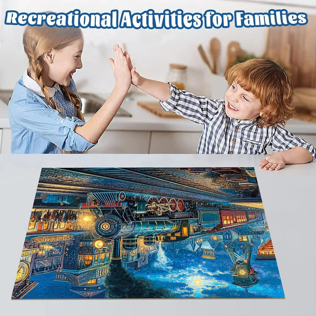 Adult Jigsaw Puzzle Train Departure 1000/500/300/120 Piece Landscape Puzzle Birthday Gift Game Room Club Decor Entertainment Toy