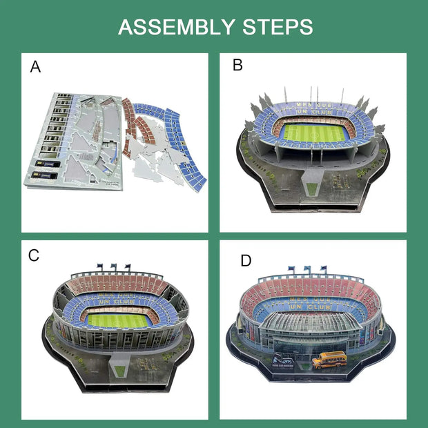 Large Sports Soccer Toys 3D Building Model World Cup Football Stadiums Puzzle Model Kit DIY Toy for Adult Kids Real Madrid Fan