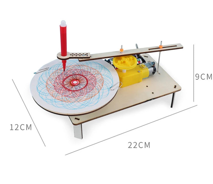 Wooden electric plotter Kids Model Automatic Painting Kits Experiment