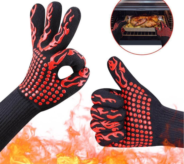 BBQ Gloves High Temperature Resistance Oven Mitts 500 800 Degrees Fireproof Barbecue Heat Insulation Microwave Oven Gloves