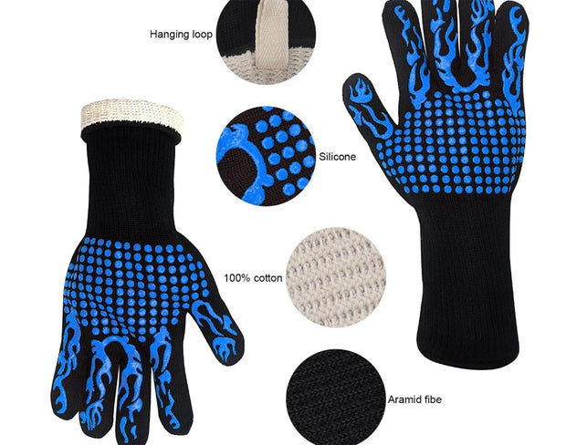 BBQ Gloves High Temperature Resistance Oven Mitts 500 800 Degrees Fireproof Barbecue Heat Insulation Microwave Oven Gloves