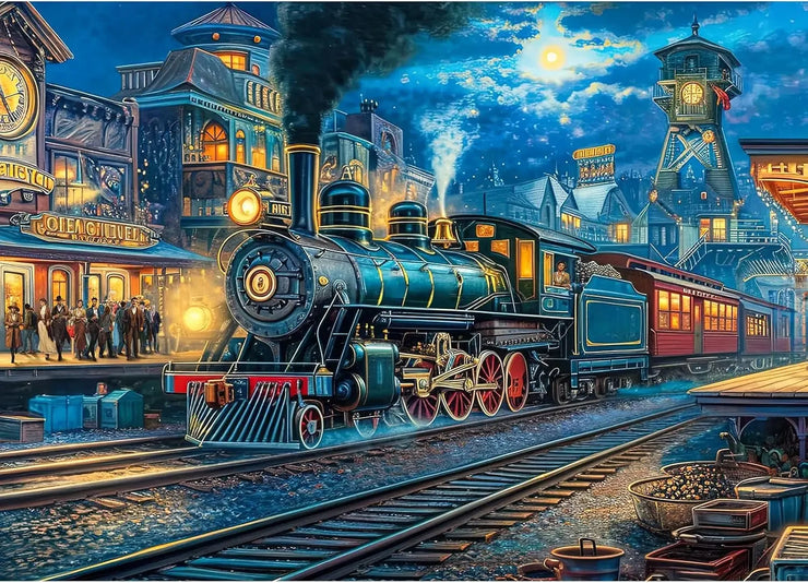 Adult Jigsaw Puzzle Train Departure 1000/500/300/120 Piece Landscape Puzzle Birthday Gift Game Room Club Decor Entertainment Toy