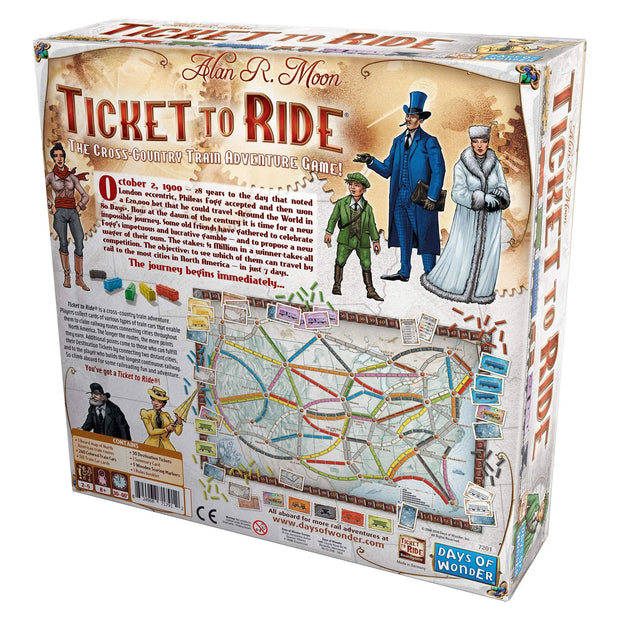 Ticket to Ride Board Game, Cross-Country Train Adventure for Family & Friends, Strategy Game for Ages 8+, 2-5 Players, 30-60 Min