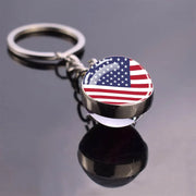 USA Independence Day Keychains United States Flag Statue of Liberty July Fourth Jewelry Two Sides Glass Ball Pendant Key Chains