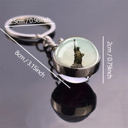 USA Independence Day Keychains United States Flag Statue of Liberty July Fourth Jewelry Two Sides Glass Ball Pendant Key Chains