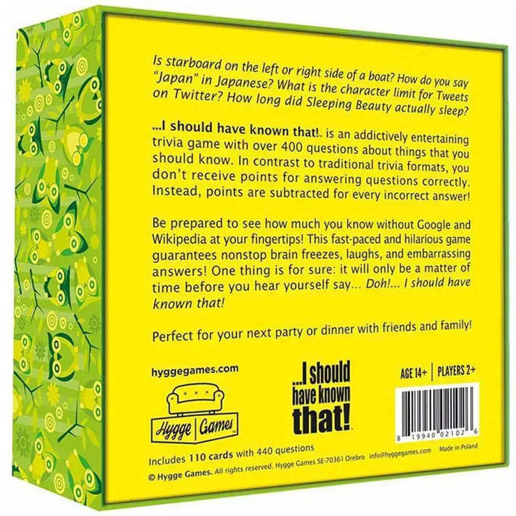 I Should Have Known That! Trivia Game