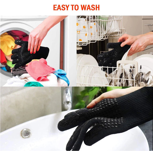 BBQ Gloves High Temperature Resistance Oven Mitts 500 800 Degrees Fireproof Barbecue Heat Insulation Microwave Oven Gloves
