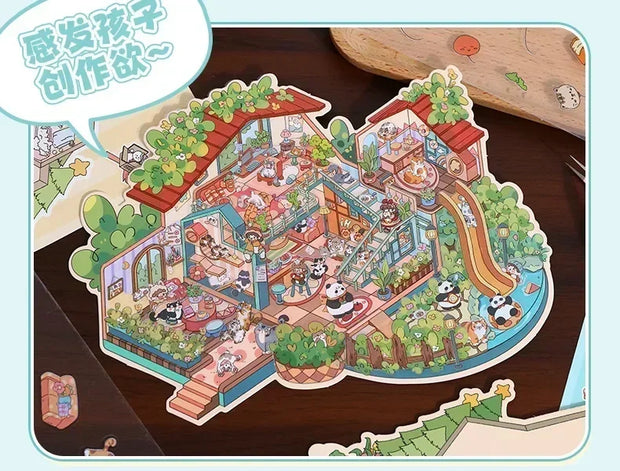 DIY Plus Size Treasure Box World Landscape Sticker 3D Pocket Cabin Scene Stickers Gift for Kid Child