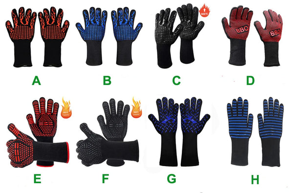 BBQ Gloves High Temperature Resistance Oven Mitts 500 800 Degrees Fireproof Barbecue Heat Insulation Microwave Oven Gloves