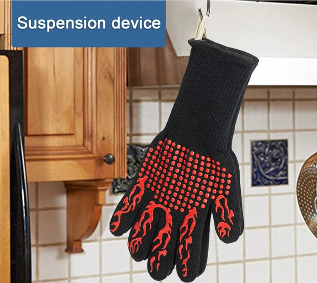 BBQ Gloves High Temperature Resistance Oven Mitts 500 800 Degrees Fireproof Barbecue Heat Insulation Microwave Oven Gloves