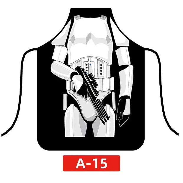Star Wars Darth Vader Cartoon Digital Printing Women Men Kitchen Cooking Anti-Fouling Waterproof Apron