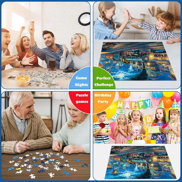 Adult Jigsaw Puzzle Train Departure 1000/500/300/120 Piece Landscape Puzzle Birthday Gift Game Room Club Decor Entertainment Toy