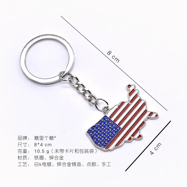 American Flag Independence Day Keychain KeyRing Women Man Accessories Jewelry Bag Pendant Family Gift