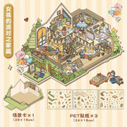 DIY Plus Size Treasure Box World Landscape Sticker 3D Pocket Cabin Scene Stickers Gift for Kid Child