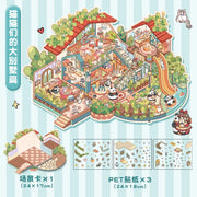 DIY Plus Size Treasure Box World Landscape Sticker 3D Pocket Cabin Scene Stickers Gift for Kid Child