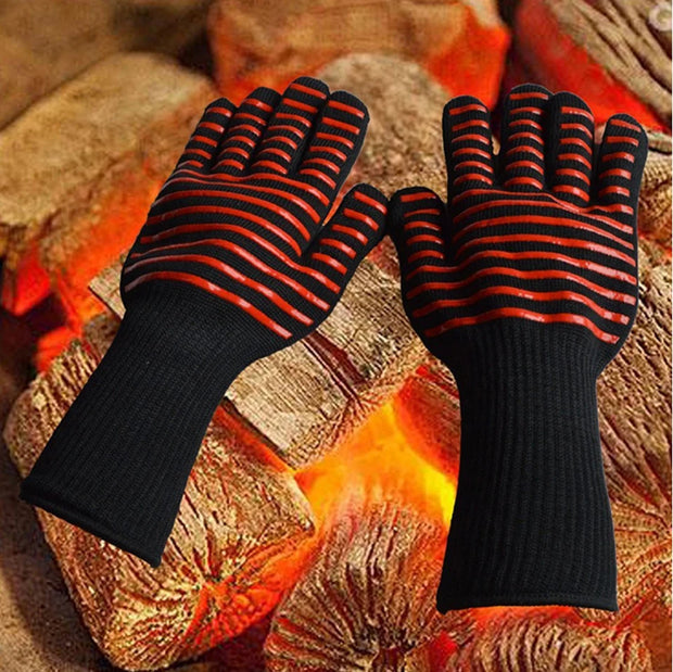 BBQ Gloves High Temperature Resistance Oven Mitts 500 800 Degrees Fireproof Barbecue Heat Insulation Microwave Oven Gloves