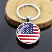 USA Independence Day Keychains United States Flag Statue of Liberty July Fourth Jewelry Two Sides Glass Ball Pendant Key Chains