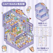 DIY Plus Size Treasure Box World Landscape Sticker 3D Pocket Cabin Scene Stickers Gift for Kid Child